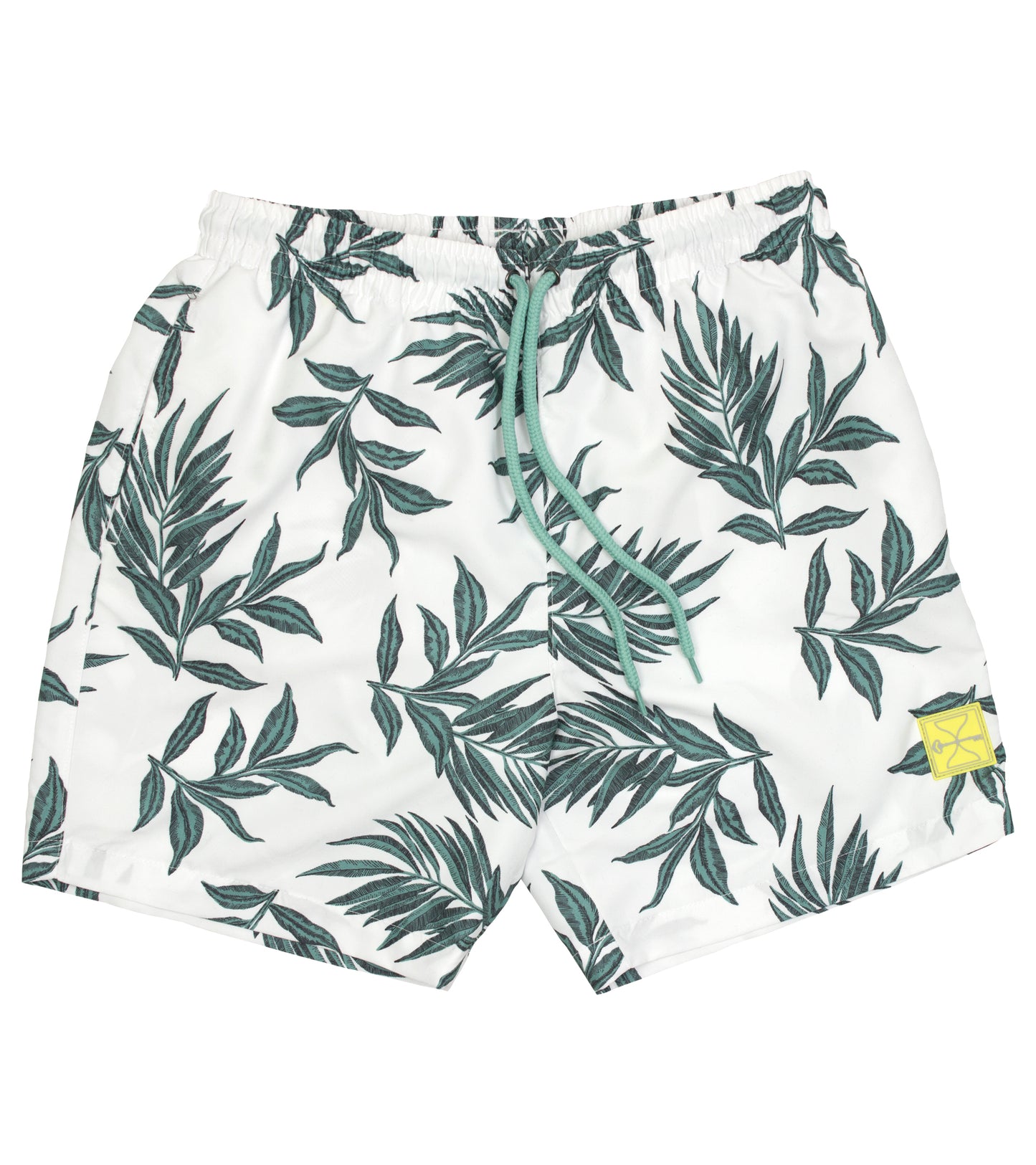 Teal/Floral Swim Shorts - Hourglass (Yellow Badge)